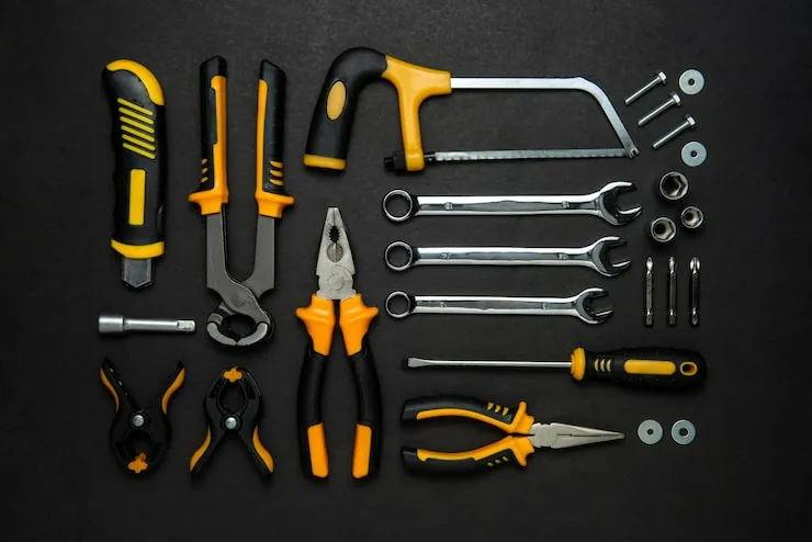 Herramientas basicas de bricolaje, vista superior