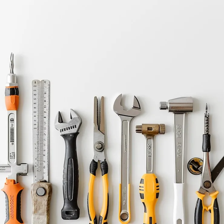 Herramientas de bricolaje sobre un banco de trabajo
