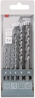 wolfcraft Juego de brocas para piedra con filo de carburo de tungsteno, Ø 4-10 mm, 5 piezas I 8450000 I Para taladrar paredes de ladrillo, piedra natural y piedra artificial
