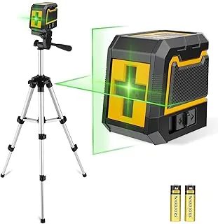 Nivel Laser Autonivelante con Tripode,ASOBRIS Nivel Láser Verde Líneas Cruzadas Horizontales y Verticales,Laser Level pare Colgar Cuadros Construcción Uso Interior Exterior (con trípode)