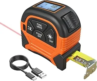 Cinta Metro Laser 2 en 1 - ansigtny Recargable Medidor de Distancia Láser Digital de 60 m y Cinta Metrica de 5m con Gancho Magnético, Metro Digital para Bricolaje y Decoración del Hogar (M/In/Ft)